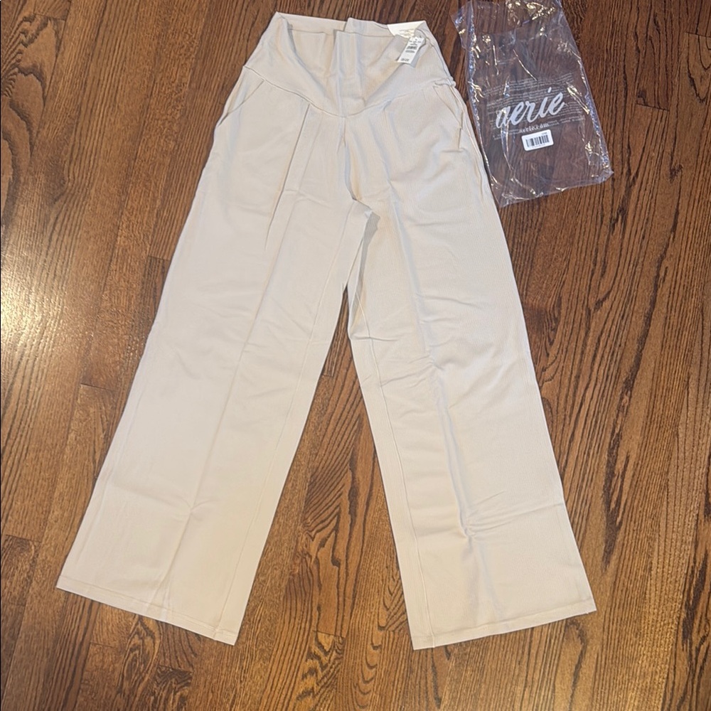 Stylish Beige Ribbed Pants